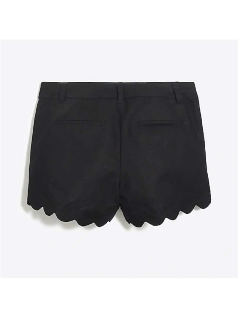 J. Crew Black Linen High Waist Scalloped Hem Women’s Shorts